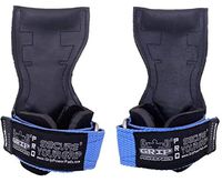 Lifting Grips PRO Weight Gloves Best Heavy Duty Straps Alternative to Power Hooks Deadlifts Adjustable Neoprene Padded Wrist Wrap (BlueStRb, Medium 6.50"-7.50" Standard Wrist Size)