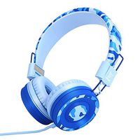 Yomuse C89 On Ear Foldable Headphones w/ Microphone, Adjustable Headband for Kids Adults, iPhone iPad iPod Computers Tablets SmartPhones DVD, Camo Blue