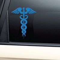 Caduceus Snake Medical Emblem Vinyl Decal Laptop Car Truck Bumper Window Sticker - Blue