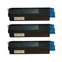 Amsahr 42127404 Okidata 42127404, C5100n Remanufactured Replacement Toner Cartridge with Three Black Cartridges