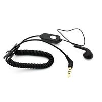 Coiled Headset Mono Handsfree Earphone Earbud Single Headphone Microphone 3.5mm Wired [Black] for Sprint Samsung Galaxy J3 Emerge - Sprint Samsung Galaxy J7 Perx - Sprint Samsung Galaxy J7 Refine