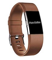 Dunfire Replacement Bands for Fitbit Charge 2 Wristband/Bracelet/Smart-Watch, Size Large and Small Straps for Men and Women (Coffee, Large)
