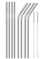 FRIFA 10.5 Inch Extra Long Reusable Stainless Steel Drinking Straws, Set of 8 with 2 cleaning brushes- FDA Approved, Environmentally Friendly