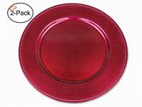 Tiger Chef 13-inch Fuchsia Round Beaded Charger PlatesDinner Chargers (2-Pack)
