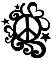 Peace Love Hippie - Sticker Graphic - Auto, Wall, Laptop, Cell, Truck Sticker for Windows, Cars, Trucks