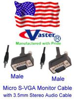 SuperEcable - 10 Ft High Resolution Micro S-VGA Slim Wire & Hood Monitor Video Cable, with 3.5mm Stereo Audio Cable