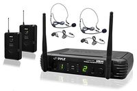 8 Channel Wireless Microphone System - Portable UHF Digital Audio Mic Set with 2 Headset, 2 Lavalier lapel, 2 Transmitter, ¼'' cable, power adapter - For Karaoke, PA, DJ, - Pyle Pro PDWM3400
