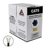 CAT6 Plenum 1000FT 550MHz Solid 23AWG UTP Network Cable Black