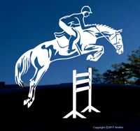 AmiArt Jumping Horse Sticker Decal- Right- X Large Each 9" H x 8.6" W inches - Equestrian Hunter Show Jumper Sport Lover - Car Truck Window Trailer Most Flat Surfaces