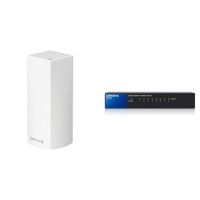 Linksys Velop Tri-band Whole Home WiFi Intelligent Mesh System, 1-Pack + Linksys 8-Port Metallic Gigabit Switch (SE3008) Bundle