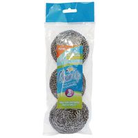 Clean Up Stainless Steel Scourers in Poly Bag, 3-Pack