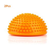 W-family 2Pcs Anti-Slip Foot Massage Ball Yoga Half Ball, 16cm/6.5inch Massage Mat Exercise Balance Pods Spiky Point for Gym Fitness Pilates (Orange)