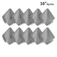 EACHPOLE 10 Pack Microfiber 16"(W) x 16"(H) Gray Cleaning Cloths - Cleans Lenses, Glasses, Screens, Cameras, iPad, iPhone, Eyeglasses, Cell Phone, LCD TV Screens, APL2248