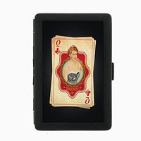 Perfection In Style Black Color Metal Cigarette Case Vintage Playing Cards Design 009