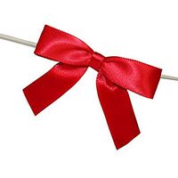 Satin Twist Tie Bows - Small Bows, 5/8 Inch X 100 Pieces, Red (New Version)