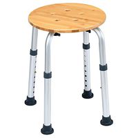 Round Multi Level Bath Stool Shower Chair Bathroom Spa Sauna Bamboo Seat with Ebook