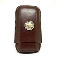 Genuine Leather Western Cross Cigar Case 3-Finger with 3 Cigar Holders - Pocket-Sized Cigar Case for Travel, Gifts for Men by Cigar Cutters by Jim (Brown)