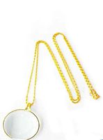 NIEGENNA-Assorted Colors 5X Magnifier Necklace Magnifying Glass Pendant Optical Lens with Chain Jewelry Loupe for The Seniors Elders Aged Reading Increase Vision(Color: Gold)