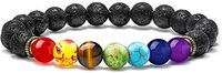 Matchless Lava Rock Chakra Bracelet - 8mm Natural Stone Chakra Bead Volcanic Bracelet, Men Women Stress Relief Yoga Beads Aromatherapy Essential Oil Diffuser Elastic Bracelet Bangle