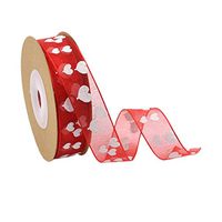 Beaupretty 1 Roll of 10M Valentines Day Gift Ribbons Heart Printed Ribbon for Wedding Valentines Day Gift Wrapping DIY Crafts (Pattern 8)