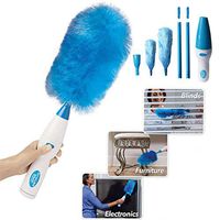 Spin Duster/Electric Cleaning Brush, 360° Automatic Microfiber Feather Duster Spin Scrubber Dust Collector for Bathroom, Kitchen, Office, Car (Blue)
