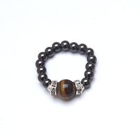 Tiger Eye & Black Magnetrim Stretch Ring (XS: 5-6)
