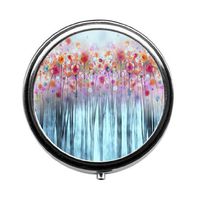 Qien BaiSei Abstract Hand Drawn Beautiful Flowers Pill Box/Pill Case-Round Pill Box/Case- Three-Compartment Pill Box/Pill Case
