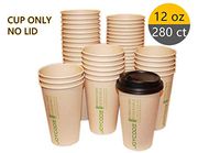 12 oz [16 Oz] Compostable Disposable Hot Coffee Paper Cups 100% Biodegradable Bamboo Fiber,280 [ 190 ] Counts,Assorted Designs, 5 Packs of 56 [ 38 ] Counts (12 oz, 280 ct),Cups Only