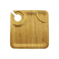 BambooMN 9" Premium Bamboo Leaf Square Dinner Plate w/Glass Holder, All Natural Disposable Compostable for Catering and Home Use, 100 Pieces