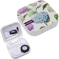 Portable Contact Lens Case Box Travel Kit Mirror + Bottle + Tweezers Container Holder [ Hydrangea Watercolor ]