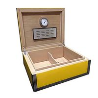 Humidors 50 Cigar Cedarwood Humidifier Cigar Box Cigar Storage Box Equipped with Humidifier and Thermometer (Color : Yellow, Size : 282412cm)