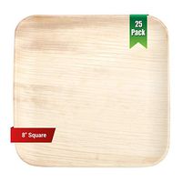 Palm Leaf Disposable Plates - Pack of 25 (8" Square Plates)