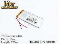 3.7V 3000mAh 4255120 Lithium Polymer Ion Rechargeable Battery Lithium Polymer Li-Po Battery for MP4 GPS MP3 Bluetooth Stereo DIY Gift
