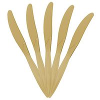 JAM PAPER Big Party Pack of Premium Plastic Knives - Gold - 100 Disposable Knives/Box