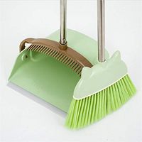 Ainia Broom and Dustpan Windproof Set with Combs for Hair Removal Home Kitchen Room Office Lobby Floor Use Upright Stand up,Green,B