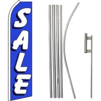 Moon Knives Sale White Blue Swooper Super Flag & 16ft Flagpole Kit Ground Spike - Party Decorations Supplies for Parades - Prime Outside, Garden, Men Cave Decor Flag