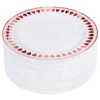 NERVURE 60pcs Rose gold Plastic Plates - Disposable Plastic Plates - 10.25 inch Dinner Plates with Pink Heart Plates for Wedding, Holiday, Party