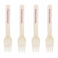 Dress My Cupcake Natural Wood Candy 100-Pack Buffet Forks DIY Kit, Congratulations, Plum Purple