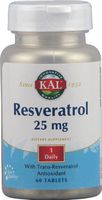 Kal 25 Mg Resveratrol Tablets, 60 Count