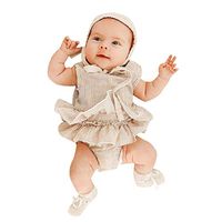 Newborn Infant Baby Girl Sleeveless Striped Romper Bodysuit Clothes OutfitsTronet Romper Baby boy Linen Beige