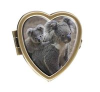 Cute Koala Bear and Mom Design Bronze Pill Case Box Western Medicine Tablet Holder Decorative Bronze Pill Box for Pocket or Purse
