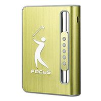 Portable Cigarette Case Holder Box with Lighter Kerosene Oil Torch Refillable Flameless Gas Lighter Gadgets for Men Christmas Gift