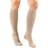 Truform Compression Socks, 15-20 mmHg, Women's Dress Socks, Knee High Over Calf Length, Tan Diamond Knit, Small