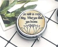 Compact 3 Compartment Medicine Case, Pill Box for Pocket or Purse Pill Box Decorative Pill Case with Gift Box Buddhist Inspirational