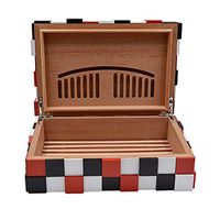 Lxc Black and White Classic Natural Mellow Cedar Wood Cube Cigar Humidor 100 Large-Capacity Hand-Stitched Square Cigar Humidor