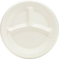 Dart 9CPWQR 9 in White Laminated Foam 3 Comp Plate (Case of 500)