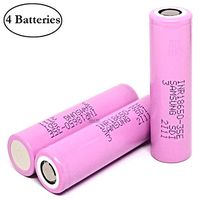 M&A BD 4 Pack of Pink-35E, 3500mAh, 8A, Replacement for 18mm by 65mm Battery, Rechargeable, Flat Top, 3.7V, for LED Flashlight