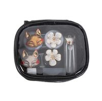 Cute Contact Lens Case Travel Kit Portable Contact Case Container with Mirror, 2 Contact Lens Box, Applicator, Bottle, and Tweezers Included(Fox)