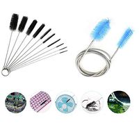 Cleaning Brush Set, Ouioui 11 Pieces Aquarium Water Filter Pipe Air Tube Hose Stainless Steel Flexible Double Ended Hose Kit and Nylon Scrub Brush Bottle Cleaner