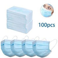 Disposable Earloop Face Cover 3-Layer Face Cover Adult Dustproof Non-Woven Fabrics Cover Blue - Comfortable and Thick for Kids Personal Health (100 PCS, Blue)